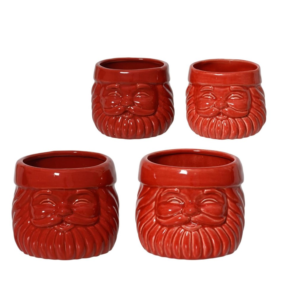 SET 2 VASI VISO BABBO NATALE ROSSO H.13